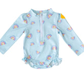 Mama Yoyo Fermuarlı Uzun Kollu Alttan Çıtçıtlı Gökkuşağı Desenli Mayo